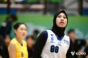 Megawati hangesti Pertiwi dari Hyundai Hillstate melihat ke lapangan setelah menyelesaikan reli selama pertandingan Grup B melawan Korea HiPass Expressway (foto: Kovo)